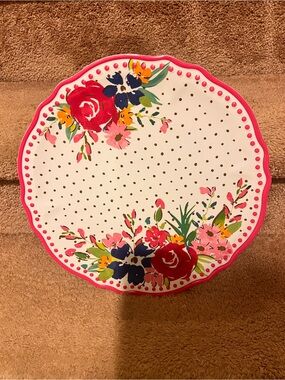 Pioneer Woman Scalloped Serving Platter- Pink Trim